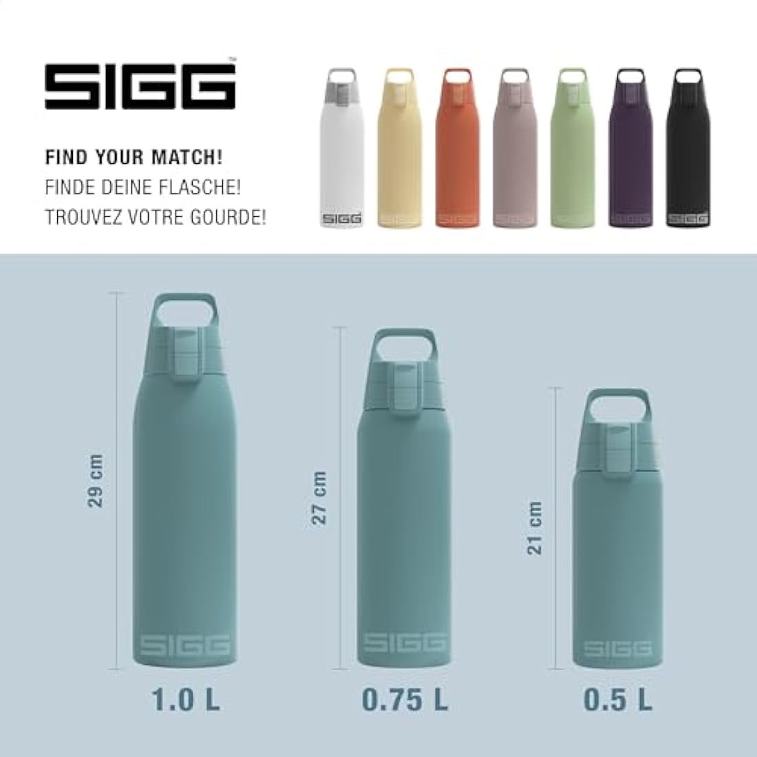 SIGG - Insulated Water Bottle - Shield Therm One - Suitable for Carbonated Beverages - Leakproof - Dishwasher Safe - BPA Free - 90% Recycled Stainless Steel - 0,5L / 0,75L / 1L