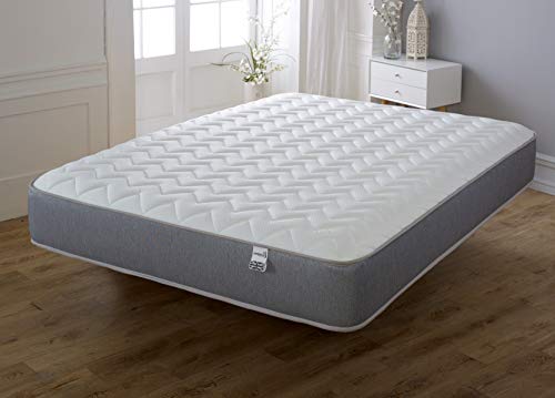 Starlight Beds Essentials Zig Zag Small Double Mattress with Springs and Memory Foam. 7.5 Inch Budget Mattress. Grey, Soft Firmness (120x190x19cm)