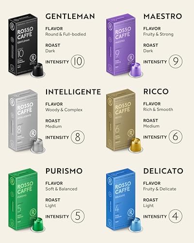 ROSSO CAFFÈ 120 Nespresso Machine Compatible Capsules, Variety Pack, 6 Flavours, Aluminium Coffee Pods