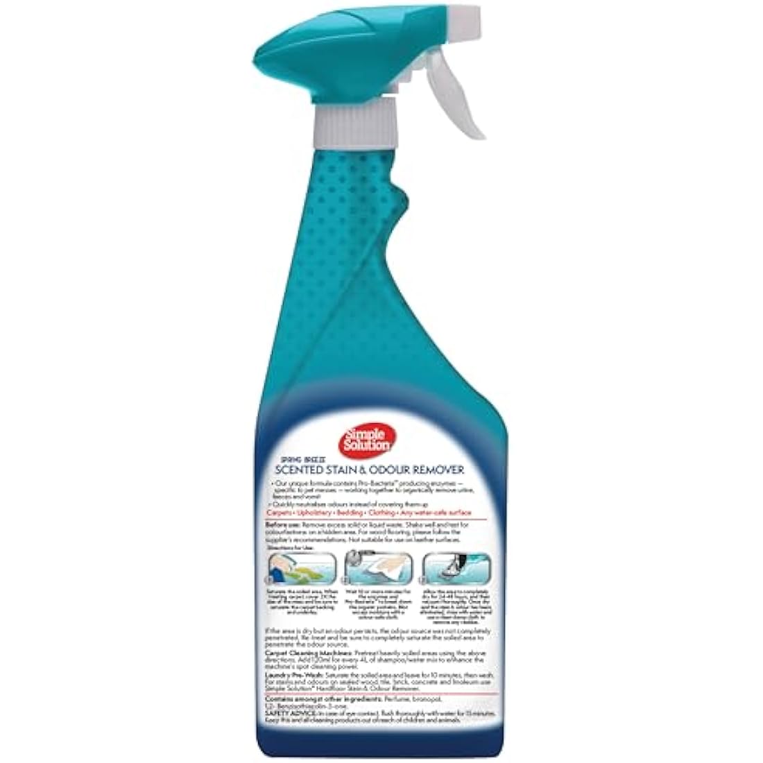 Simple Solution Pet Stain and Odour Remover, Enzymatic Cleaner with Pro-Bacteria Cleaning Power- Spring Breeze 750ml