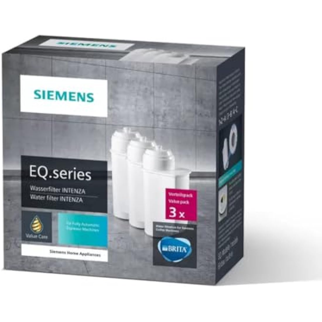 Siemens TZ70033 Water Filter for Espresso Machine TK7 3 pack