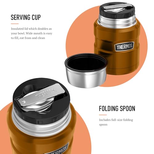 Thermos Stainless King Food Flask, 470ml Capacity - Sleek Multi- Purpose Flask for Daily Food Prep - Durable Stainless Steel with Classic Copper