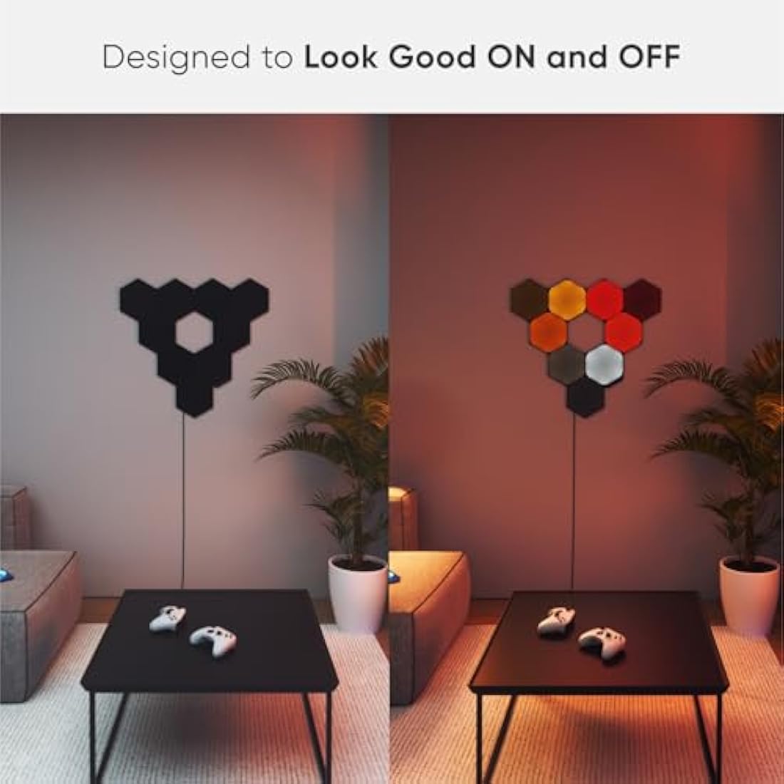Nanoleaf Shapes Ultra Black Hexagon Starter Kit, 9 Smart Light Panels LED RGBW - Modular Wi-Fi Colour Changing Wall Lights, Works with Alexa Google Assistant Apple Homekit, for Room Decor & Gaming