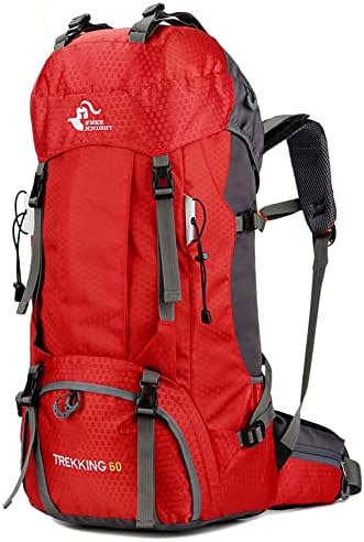 Bseash 60L Waterproof Hiking Camping Backpack with Rain Cover, Lightweight Outdoor Sport Travel Daypack Rucksack for Climbing Skiing