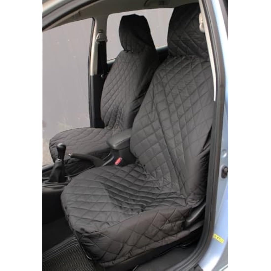 Carseatcover-UK Front Pair of Diamond Quilted Car Seat Covers Protectors - Universal Fit