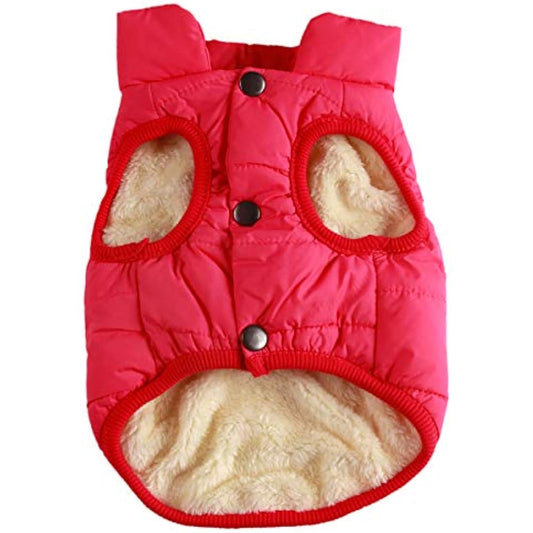 JoyDaog 2 Layers Fleece Lined Super Warm Dog Jacket for Winter Cold Weather,Extra Soft Puppy Vest Windproof Doggie Coat,Pink M