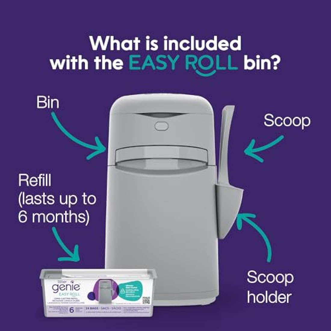 Litter Genie Easy Roll Bin with 1 Refill