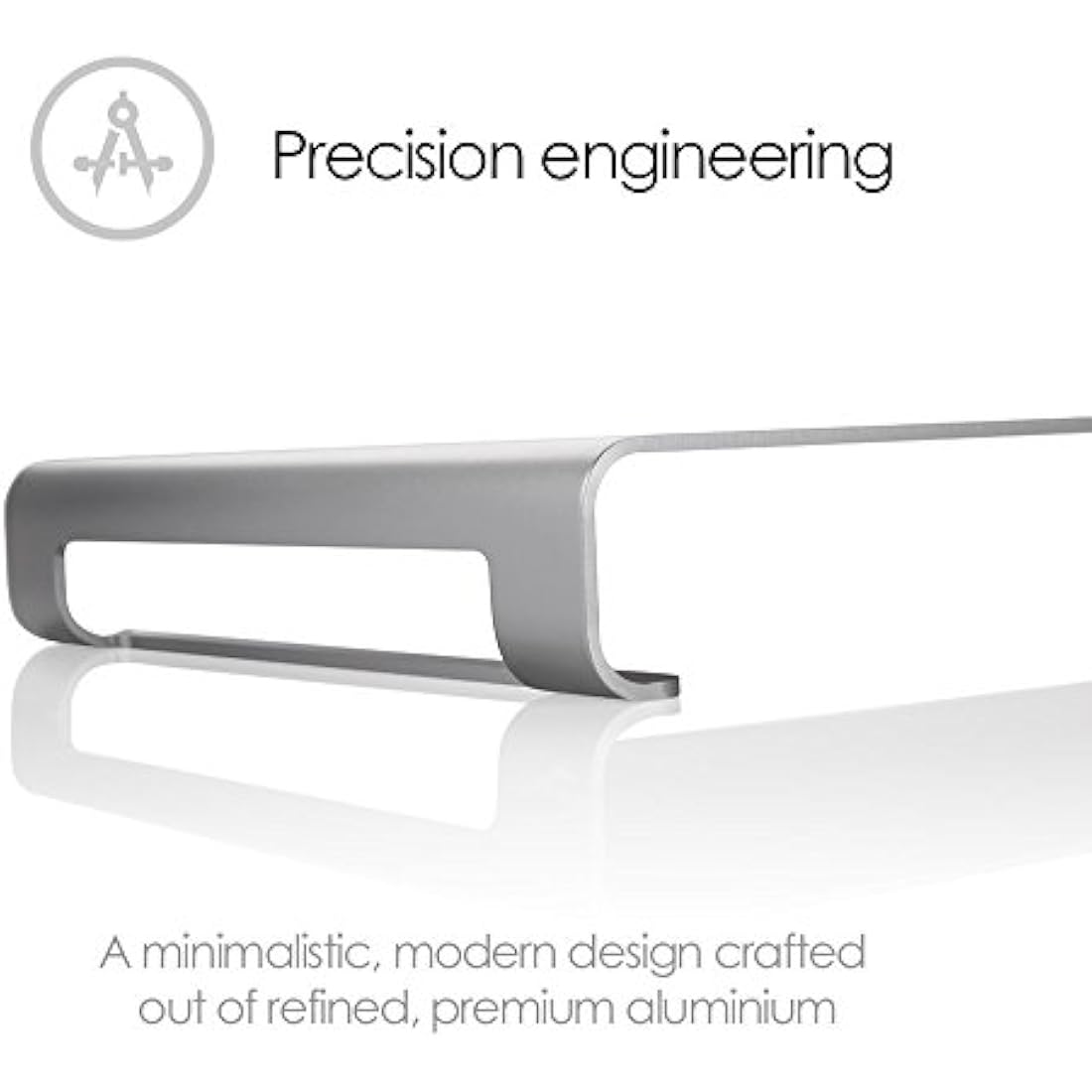 Desire2 Monitor Stand Riser, Silver Aluminium Metal Desk Shelf, Designed for iMac Stand, Macbook, Laptop Screen Riser, Slim Computer Stands, Printer, Office Organisation, Computer Accessories for Desk