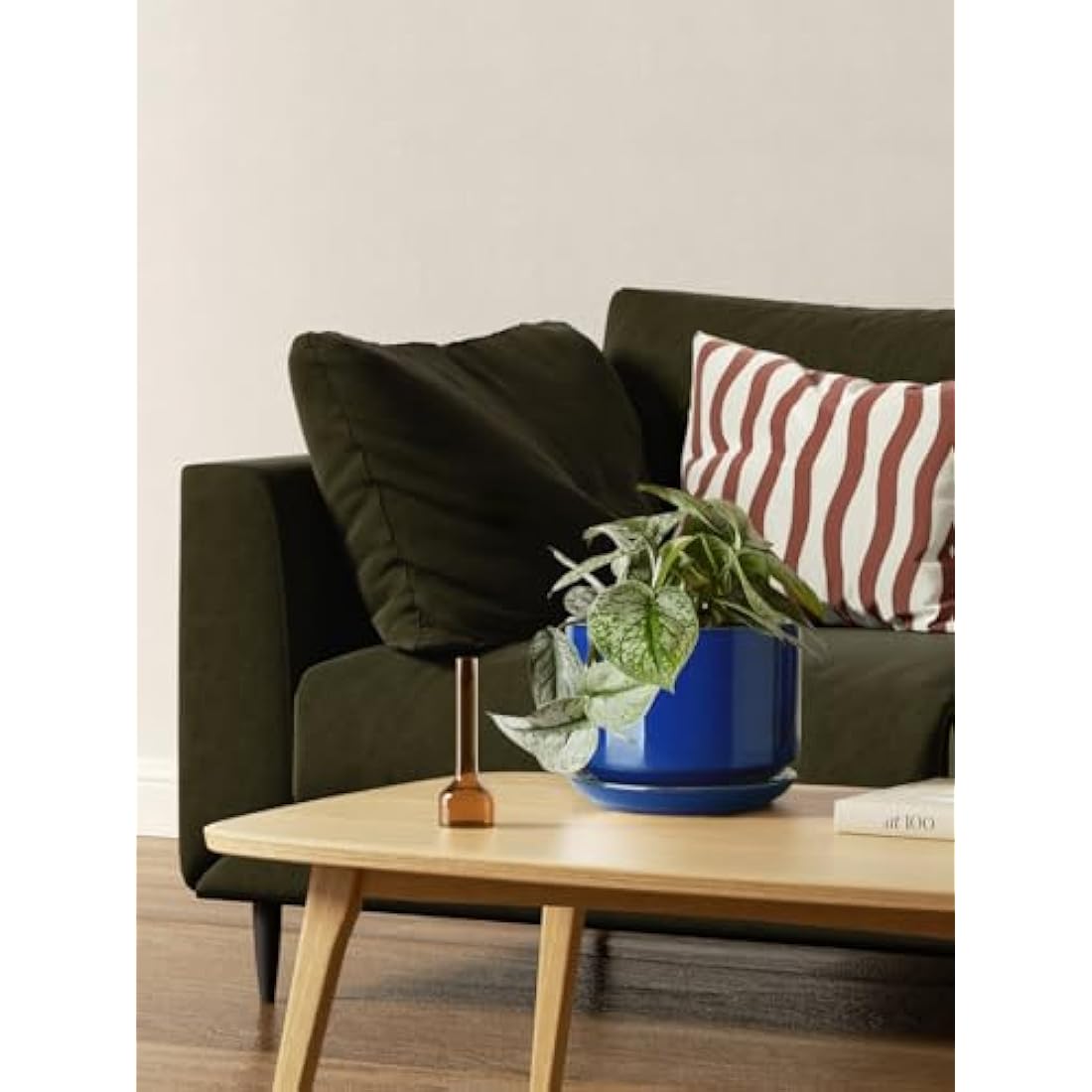 LE TAUCI Plant Pots, 11+13+17 cm Ceramic Planters, Set of 3 Flower Pots with Drainage Hole and Saucer, Indoor Plant Pot with Hole Mesh Pad, Gifts for Mom, Sapphire Blue