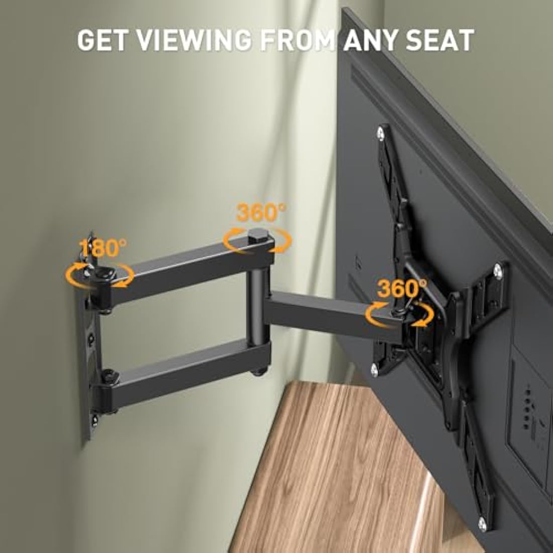 Perlegear TV Wall Bracket for 26-60 Inch Flat & Curved TVs up to 45kg, Swivels Tilts Extends TV Wall Mount, VESA 75x75mm up to 400x400mm, PGMFK6