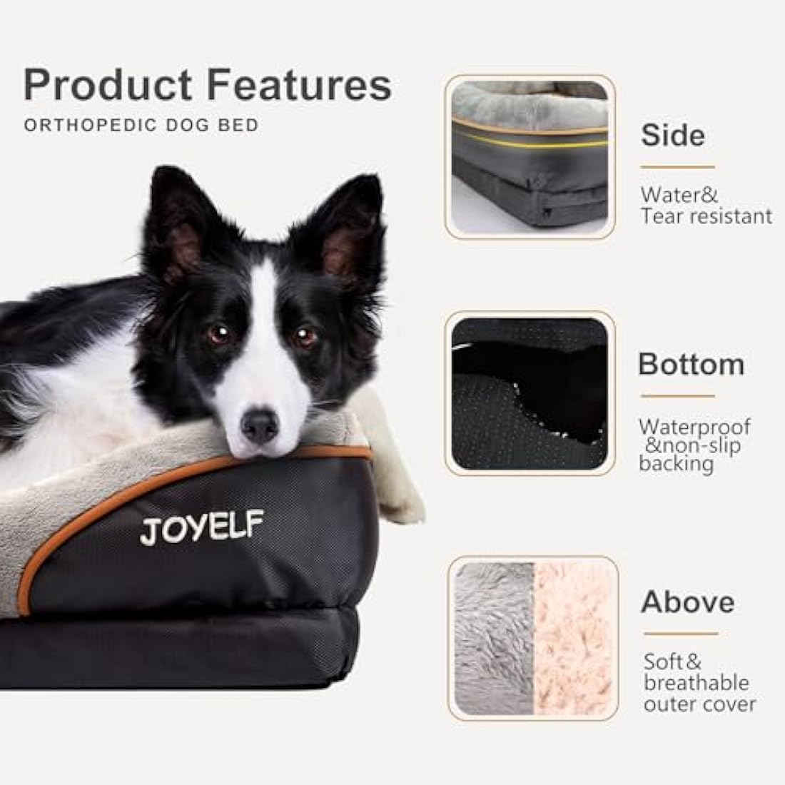 JOYELF XLarge Memory Foam Dog Bed, Orthopedic Dog Bed & Sofa with Removable Washable Cover and Squeaker Toy as Gift
