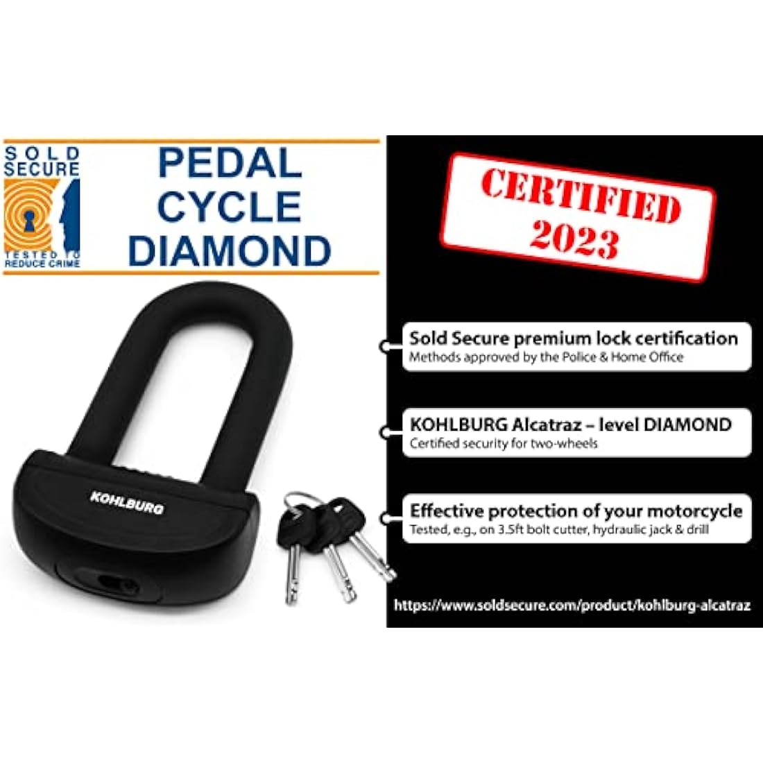 KOHLBURG 6 kg Massive Motorcycle Security Chain Lock - 150cm Long with Our Highest Security Level 10plus of 10 - Heavy Duty 13mm Steel Chain as Anti Theft Motorcycle Lock, Scooter & ebike Lock