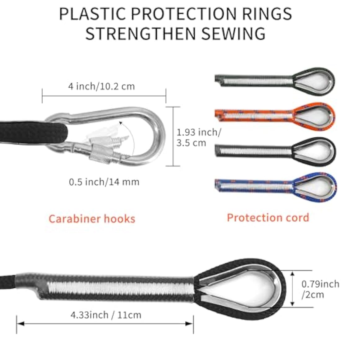NewDoar 14KN Static Climbing Rope 8mm Accessory Cord Equipment 33FT(10M) 66FT(20M) 98FT(30M) 165FT(50M) Escape Rope with 2 Carabiners for Ice Climbing Fire Rescue Rope Safety Rope