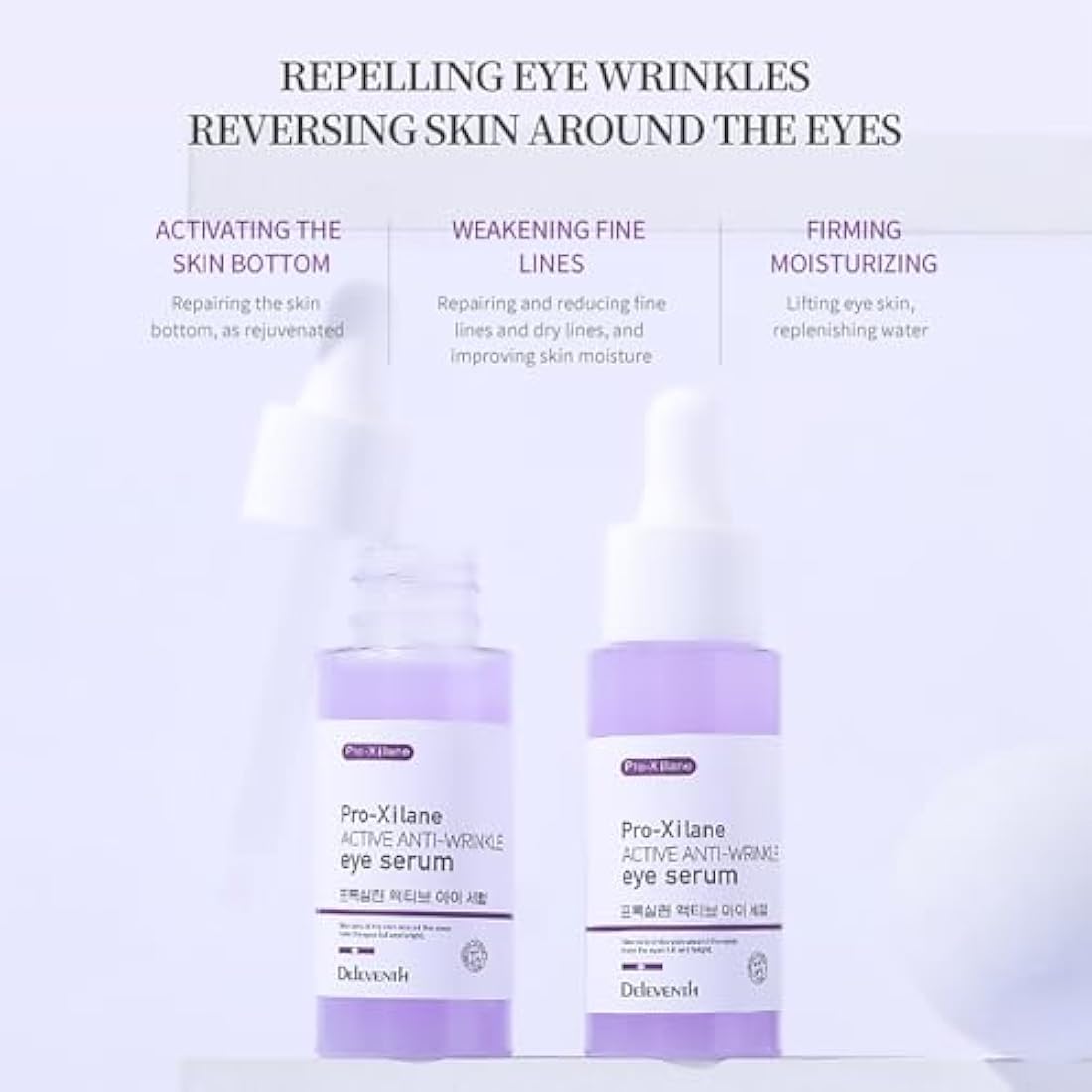 DEleventh Korean Brand Pro-Xilane Active Anti-Wrinkle Eye Serum 30ml / Anti-Aging, Reduces Puffiness, Dark Circles, & Firms Skin, Hydrating, Brightening, and Revitalizing Formula for Youthful Eyes