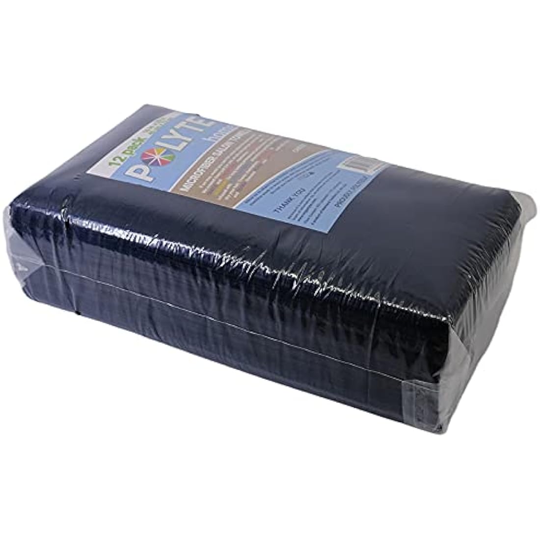 POLYTE Professional Quick Dry Lint Free Microfibre Hair Drying Salon Towel, 12 Pack (40x73 cm, Black)