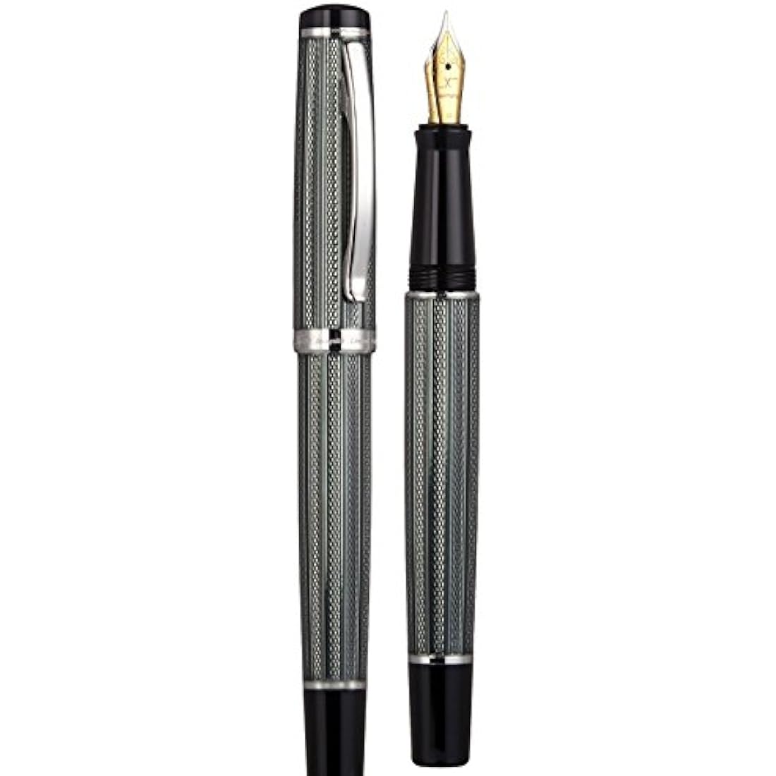Xezo Incognito Fountain Pen, Extra Fine Nib. Zinc Green Color with Pure Platinum Plating. Handcrafted, Limited Edition, Serialized