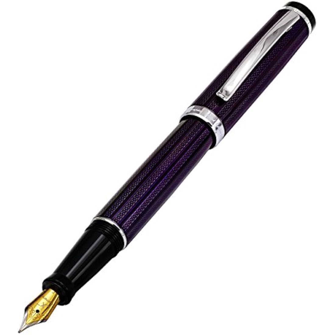Xezo Penna stilografica Incognito, pennino fine. Lacca a strati viola con placcatura platino puro. Artigianale, edizione limitata, serializzato