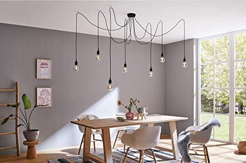 Paulmann 50390 Ketil Neordic Pendant luminaire 7-lamp Sputnik max. 7x20 watts Pendant lamp Black Ceiling lamp Silicone, Metal Pendant luminaire E27