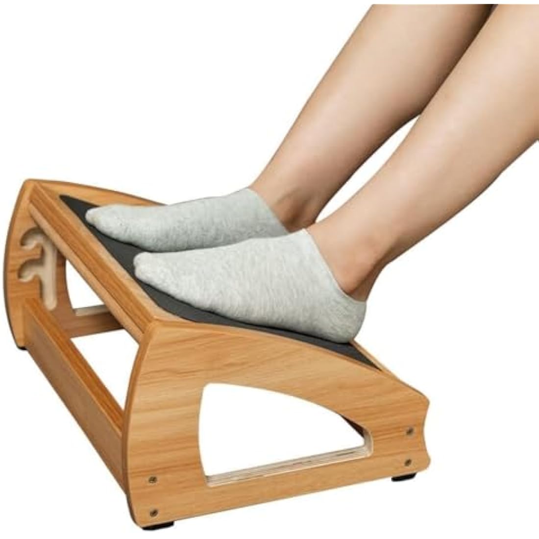 StrongTek Adjustable Under Desk Footrest, Ergonomic Foot Rest for Under Desk with 3 Height Position, Wooden Foot Stool Under Desk with Anti-Slip Surface, Adjustable Foot Stool for Home Office, Natural