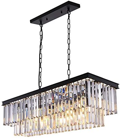 Wellmet 9-Light Crystal Chandelier 34.5 inch, Contemporary Modern Chandeliers Adjustable for Living Room, Dining Room, Pool Table Light, Kitchen Island Lighting