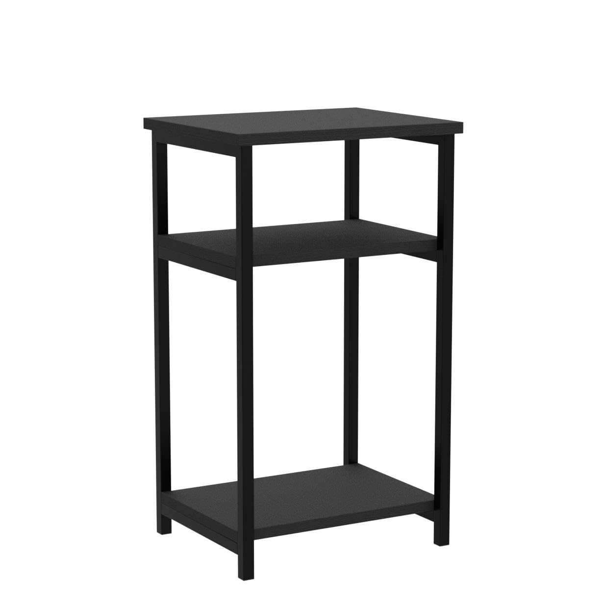 Furinno JUST Side Table Set of 2, 3-Tier Metal Frame End Table with Open Shelf, Night Stand, Bedside Table, for Living Room, Bedroom, Espresso