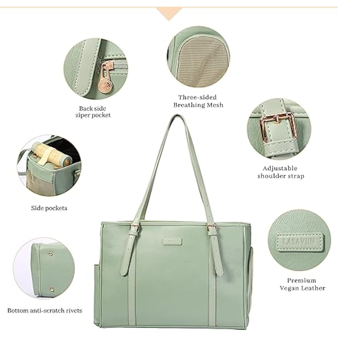 Lasaviin Fashion Dog Purse Pet Carrier Leather Bag for Small Dogs Cats Puppy, Portable Tote Bag Airline Approved Soft-Sided Carriers (Green)