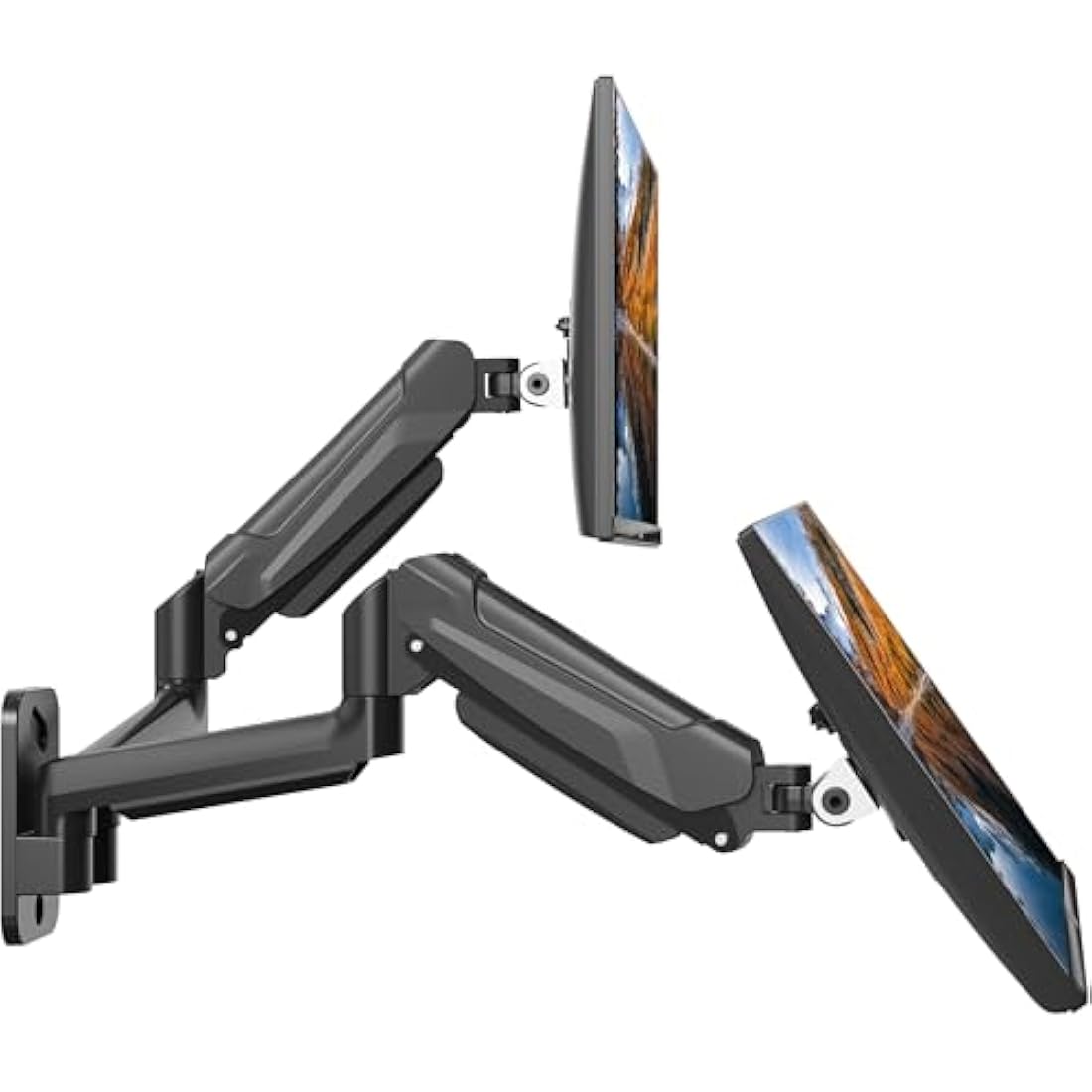 BONTEC Monitor Wall Mount Bracket for 13-32" Screens, Gas Spring Adjustable Monitor Arm, Height Adjustable, Tilt, Swivel & Rotate, VESA 75x75, 100x100mm, Holds up to 9KG, Heavy Duty, Ergonomic Design