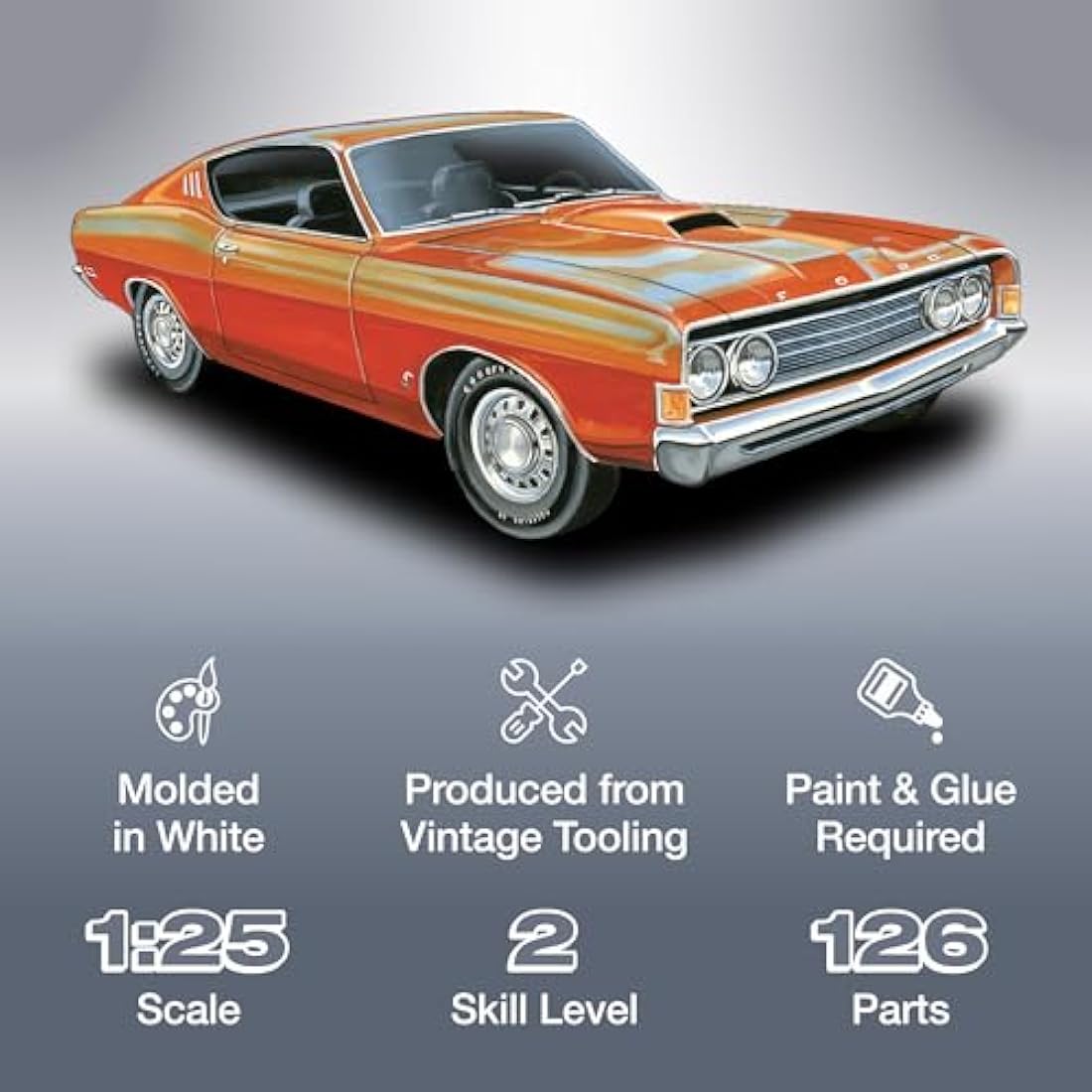 1969 Ford Torino Cobra Fastback 1:25 AMT Model Kit AMT1217
