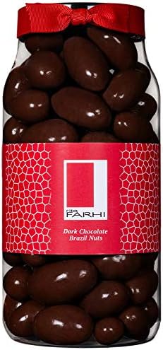 Rita Farhi Dark Chocolate Coated Brazil Nuts in a Gift Jar | Vegetarian Friendly Luxury Chocolate Gift | Chocolate Covered Nuts | Palm Oil Free 740 g