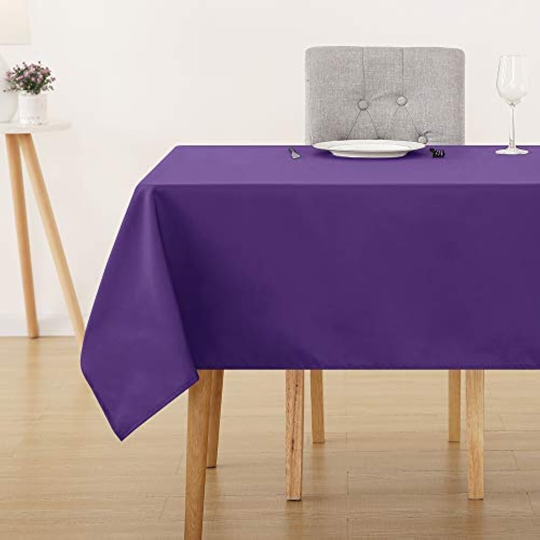 Deconovo Oxford Decorative Tablecloth Wipeable Plain Rectangle Tablecloth for Restaurant 137x200cm(54x79in) Purple