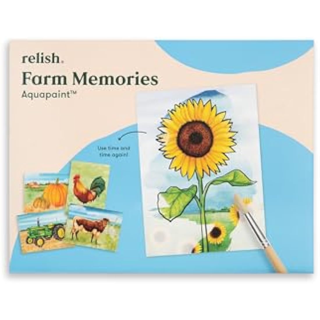 Relish - Dementia Aquapaints Activities - Pack of 5 Reusable Water Painting Toys, Farm Memories, Alzheimer’s Products & Gifts for Elderly/Seniors
