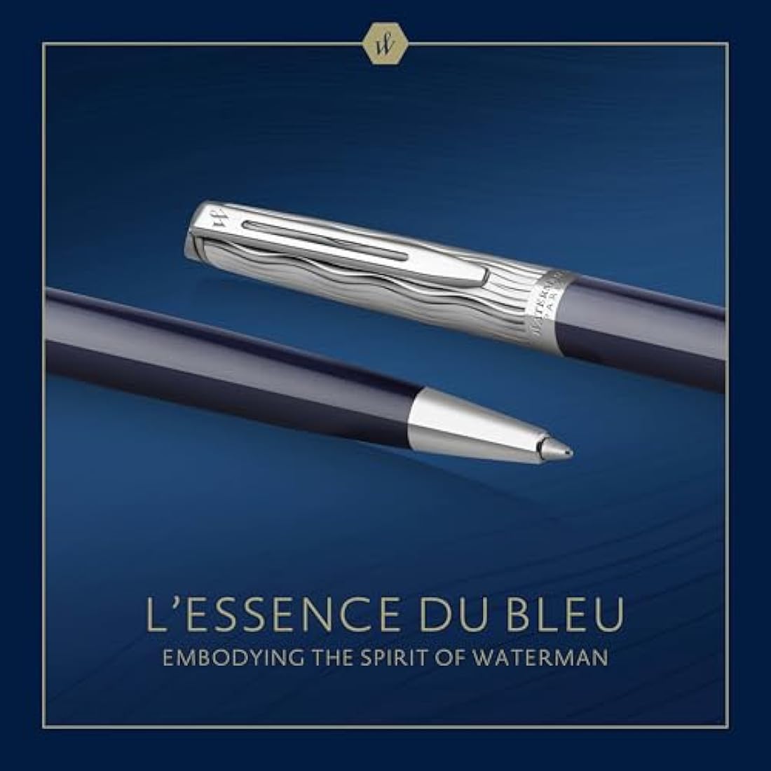 Waterman Hémisphère Ballpoint Pen | Metal & Blue Lacquer | Chiselled Cap | Blue Ink | Gift Box