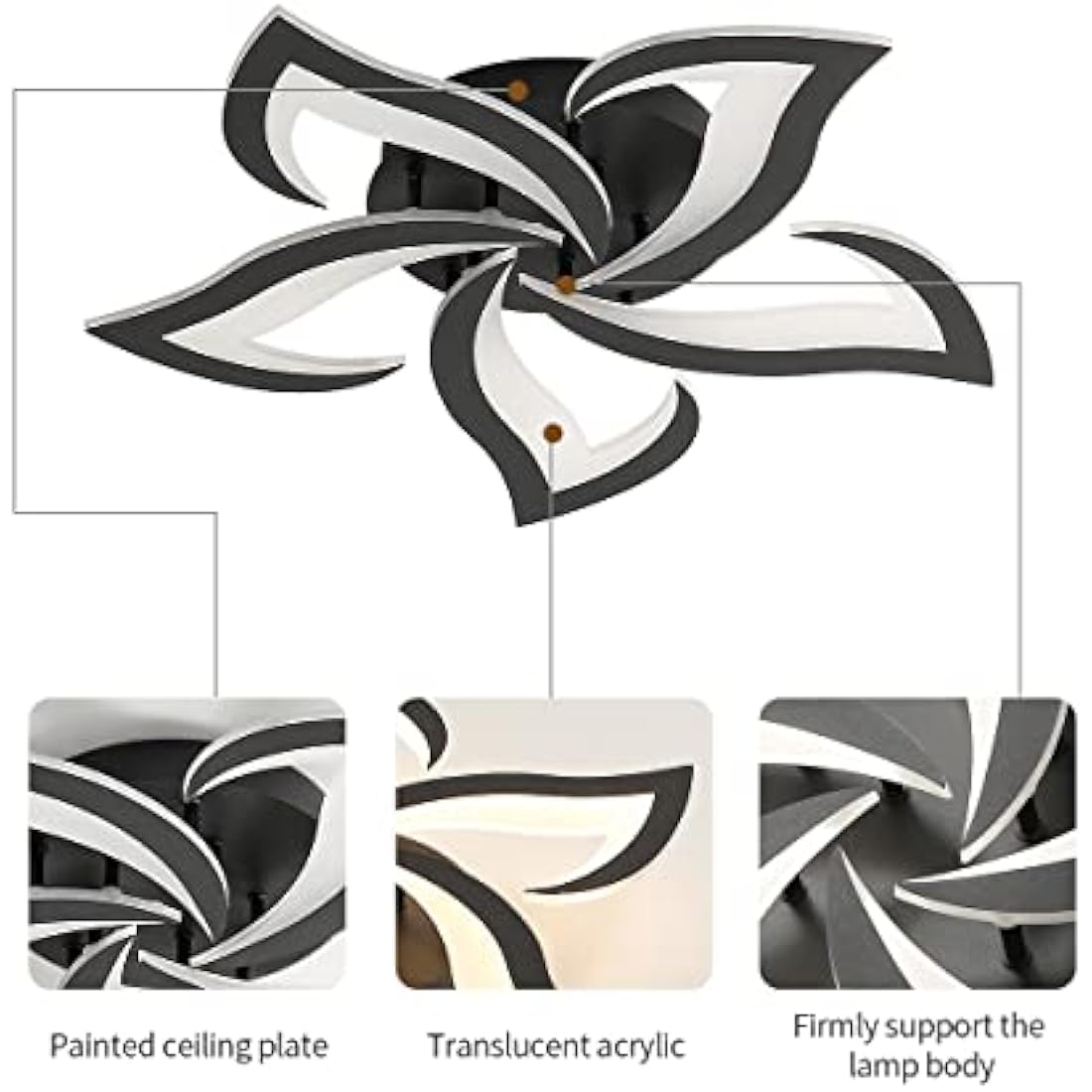 Riserva LED Ceiling Light, 60W 6500LM Mordern LED Ceiling Lights Warm White 3000K, Creative Petals Design, Acrylic Chandelier for Living Room Bedroom Dining Room (Dia 60cm)