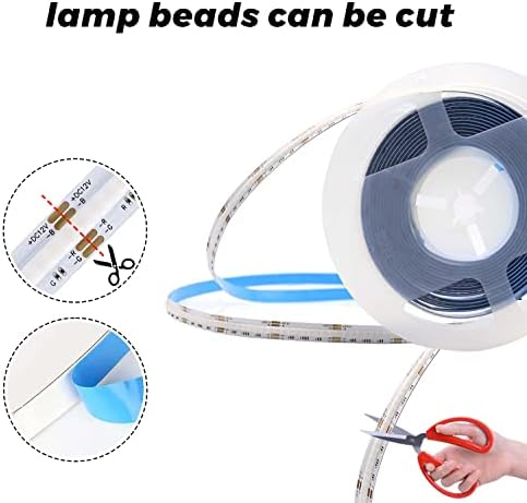 Arotelicht COB LED Strip RGB 5m 12V COB LED Tape Dimmable Fairy Lights High Density 810LEDs/M IP20 for Bedroom Kitchen Home Interior Decoration
