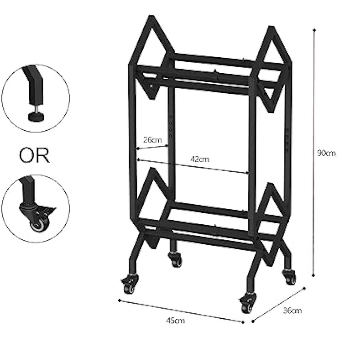 VEDECASA DJ Vinyl Record Storage Holder Rack LP Storage Display Stand with Casters Easy to Move Mobile Book Albums Storages Magazine Holder Office Files Organizer Shelf