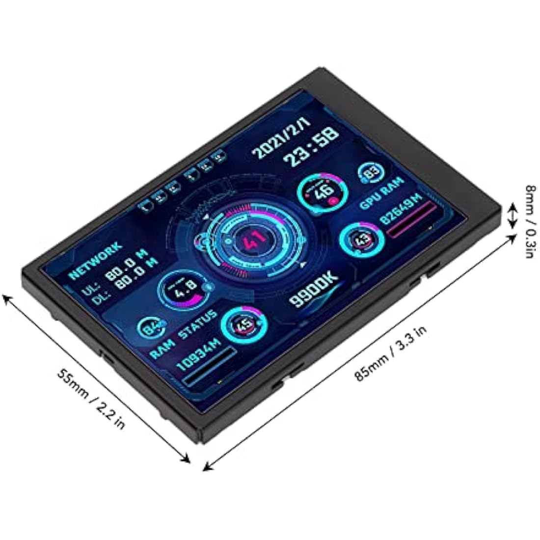 3.5 inch IPS USB Mini Screen, AIDA64 PC CPU RAM Data Temperature Monitor, PC Sensor Panel Display, Computer Case Secondary Screen, IPS Full Viewing Angle, USB C Interface, Only for