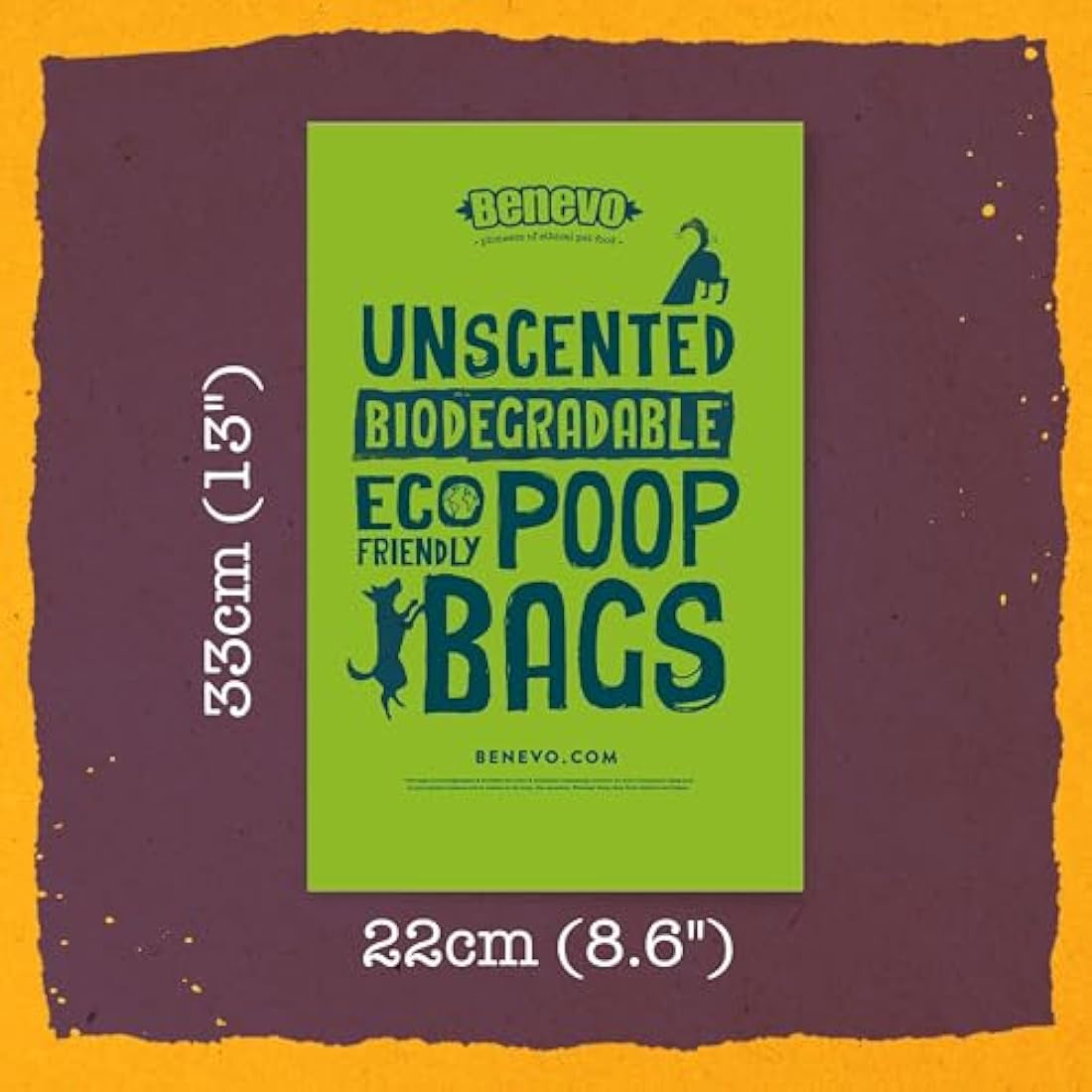 Benevo Biodegradable poop bags (720pk). Compostable doggy poo bags. Plastic free disposable waste eco bags. EN13432 certified cornstarch green doggie bags. (6 Pack (720 bags))