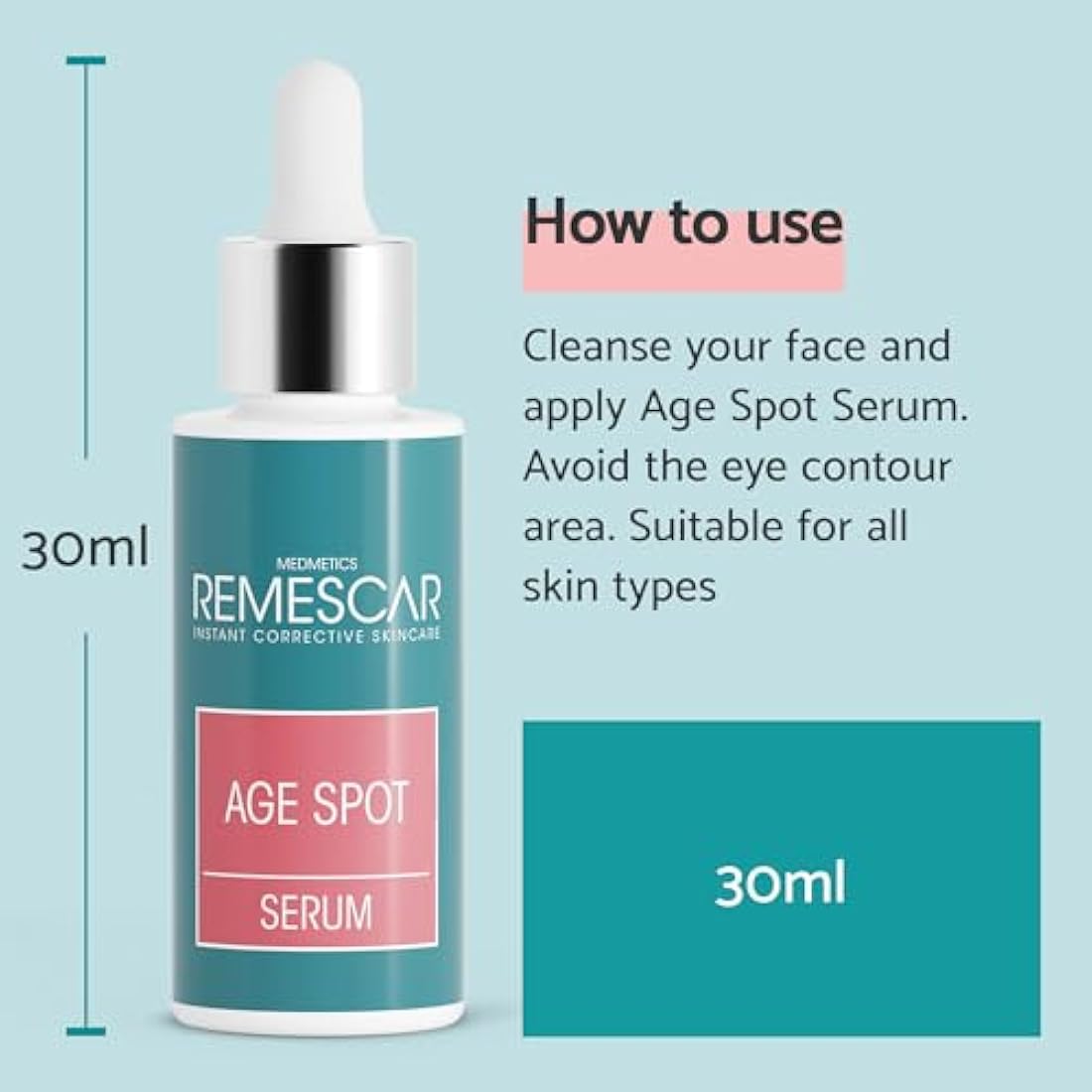 Remescar Age Spot Serum 30ml - Dark Spot Correcting Serum - Clinically Proven Age Spot Remover with Bakuchiol, Tranexamic Acid and Anti-Melanogenic Sugars - Hyperpigmentation Cream