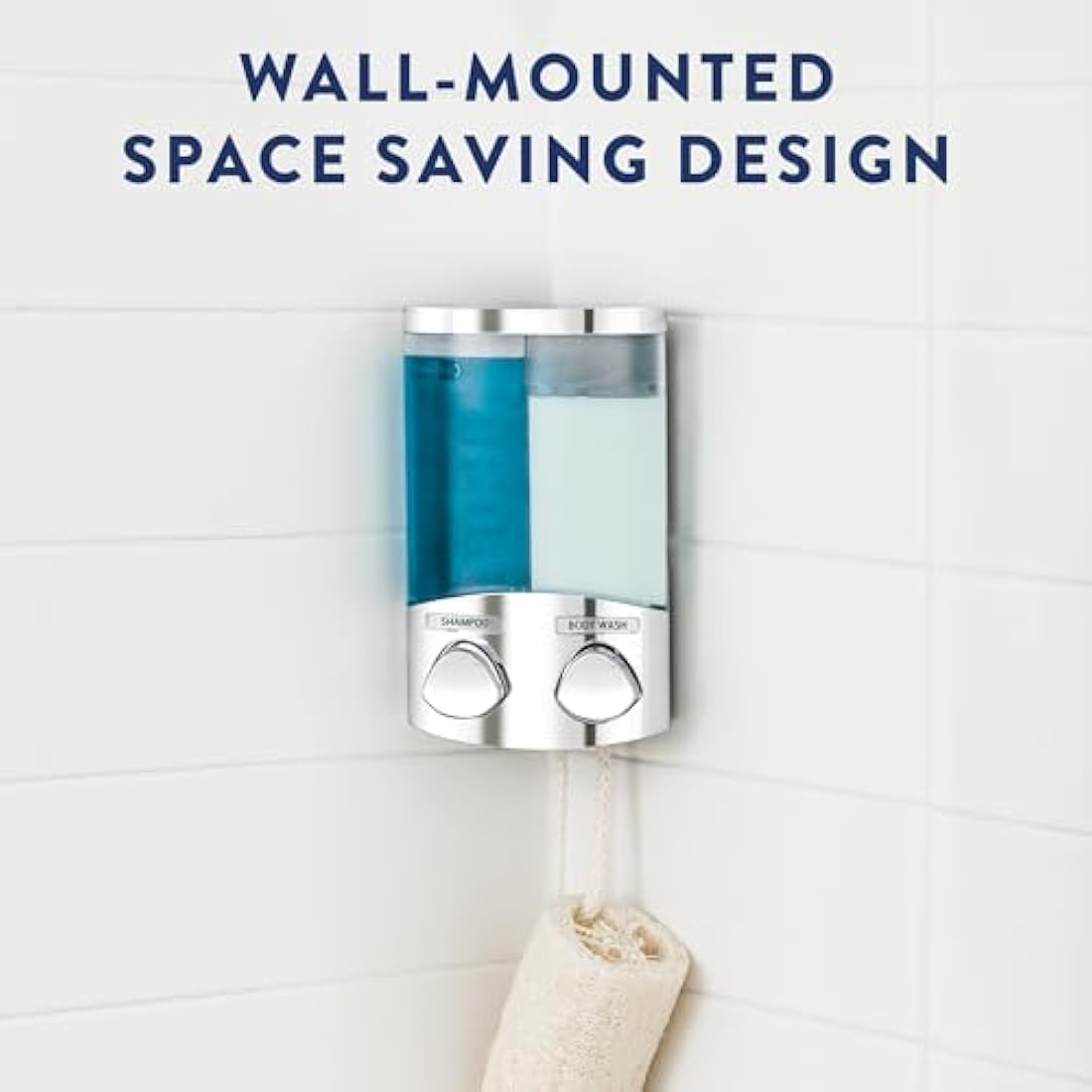 Croydex Wall Mounted Soap Dispenser - Eliminates Shower Clutter, Easy to Refill and Has a Pre-Measured Pump for Your Shower Gel, Shampoo and Conditioner, Mount On Corner or Flat Wall (Chrome, 3x450ml)