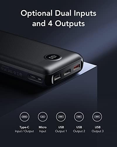 VEGER Power Bank Fast Charging,Portable Charger PD 20W USB C Battery Pack with 4 Outputs & 2 Inputs Compatible with iPhone/iPad/Smartphones Tablet and More