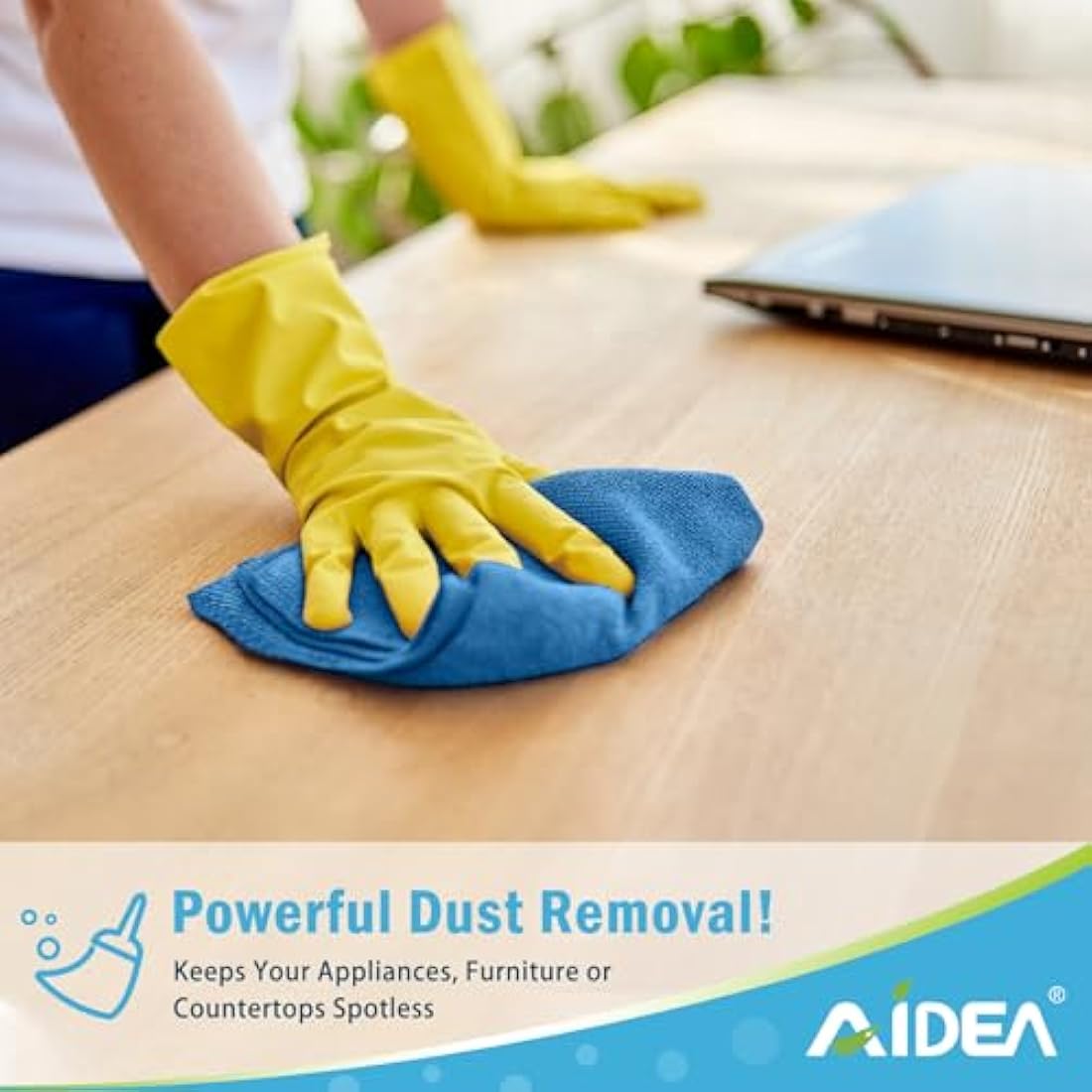 AIDEA Microfibre Cloth Pack of 100, Multifunctional Reusable Microfibre Cleaning Cloth, Lint Free Streak Free Washable Cloth Duster for House, Kitchen, Car, Motorbike,Windows 30 x 30 cm