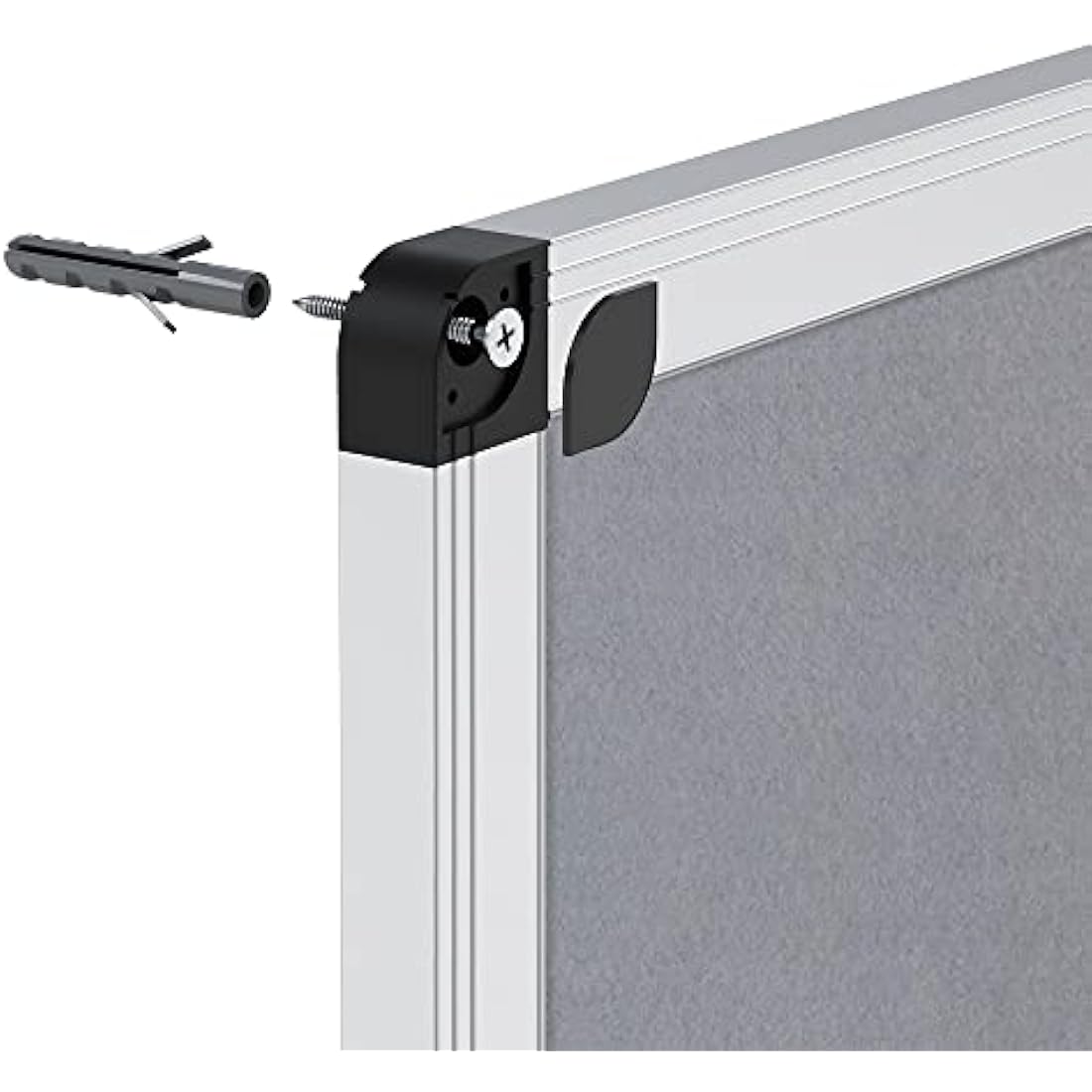 VIZ-PRO Notice Board Felt Grey, Silver Aluminium Frame, 90 X 60 cm