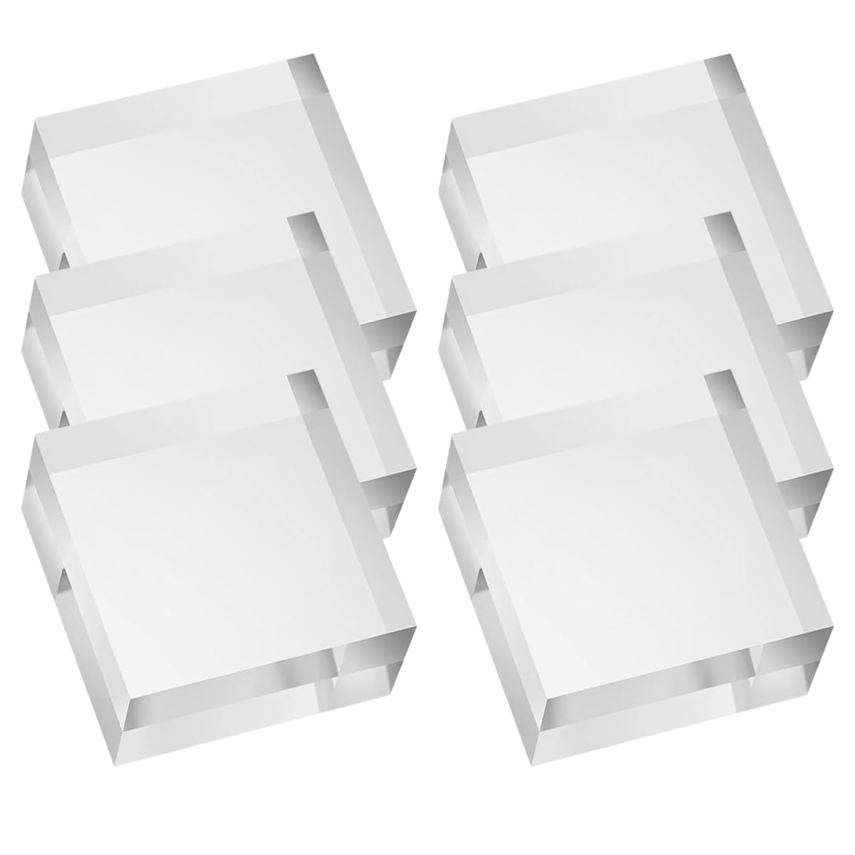 Enwye 6Pcs Clear Acrylic Cube 5.08 X5.08 X 2.5cm Acrylic Square Display Blocks Square Clear Polished Display Cube Block for Ring Jewelry Showcase