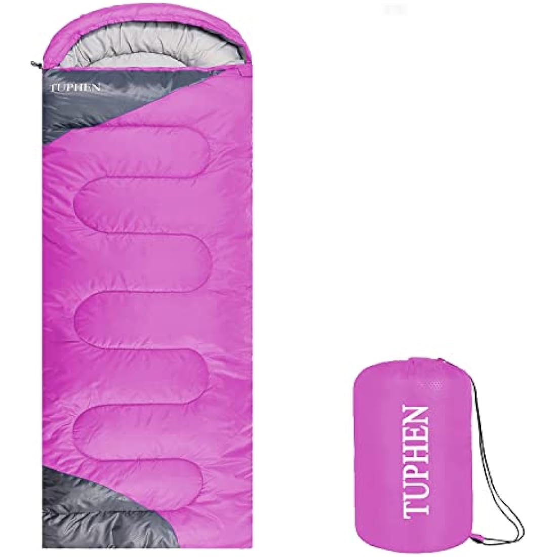 tuphen - XL Sleeping Bags: 3-4 Seasons Warm Cold Weather - Camping Sleeping Bag for Hiking Backpacking - Packable Travel Gear Summer Winter - Adults Kids Girls Boys, Light Purple Grey
