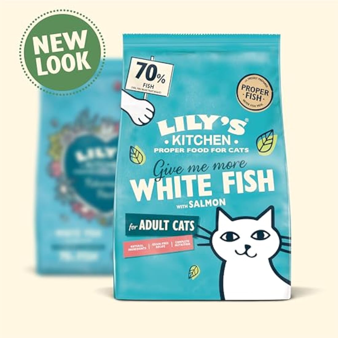 Lily's Kitchen Made with Natural Ingredients Adult Dry Cat Food White Fish with Salmon Grain-Free Recipe 4 x 800g