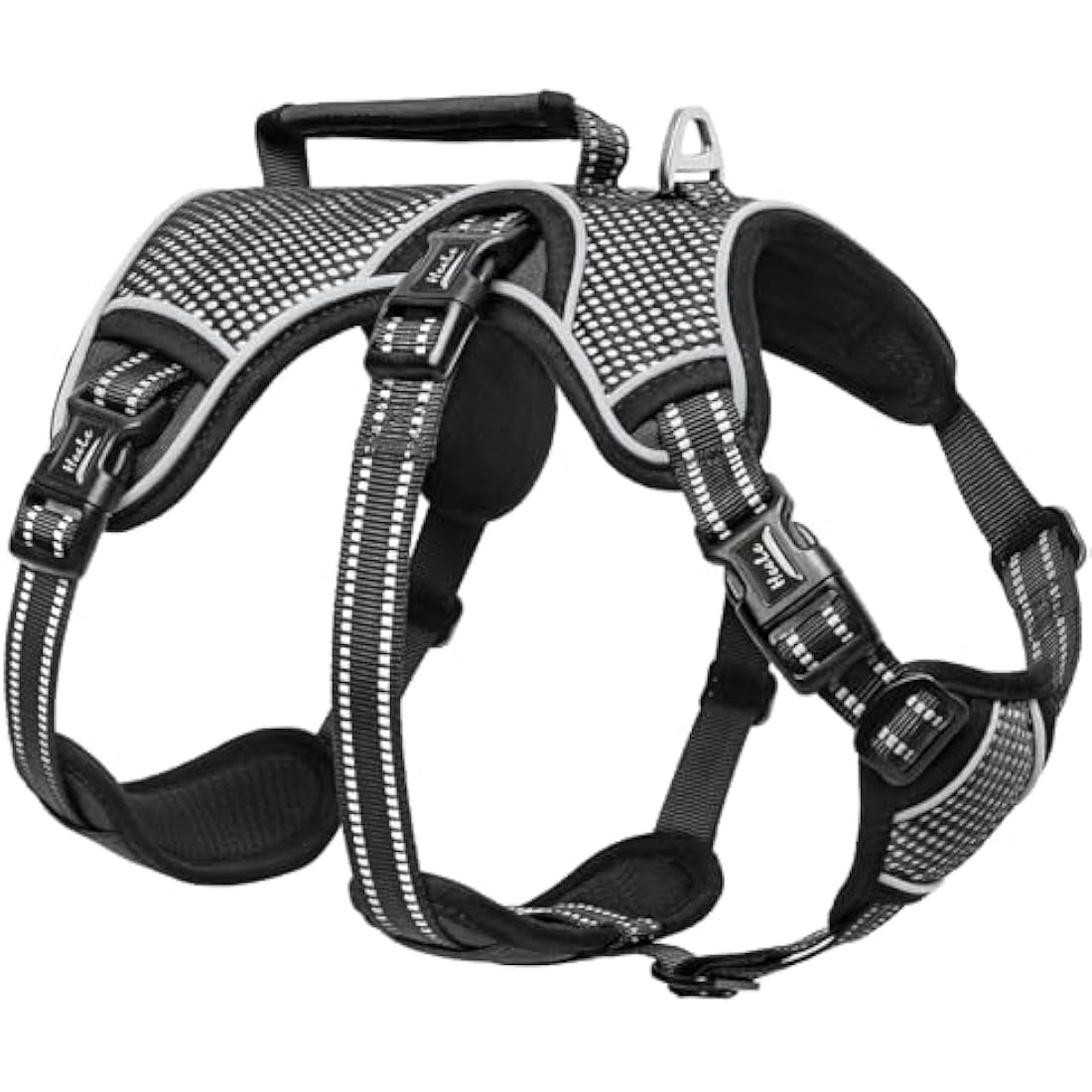 HEELE Escape Proof Dog Harness - No Pull Reflective Adjustable Vest with Durable Handle, Ideal for Outdoor Training & Walking, Fits Big/Active Dogs, Black, XL