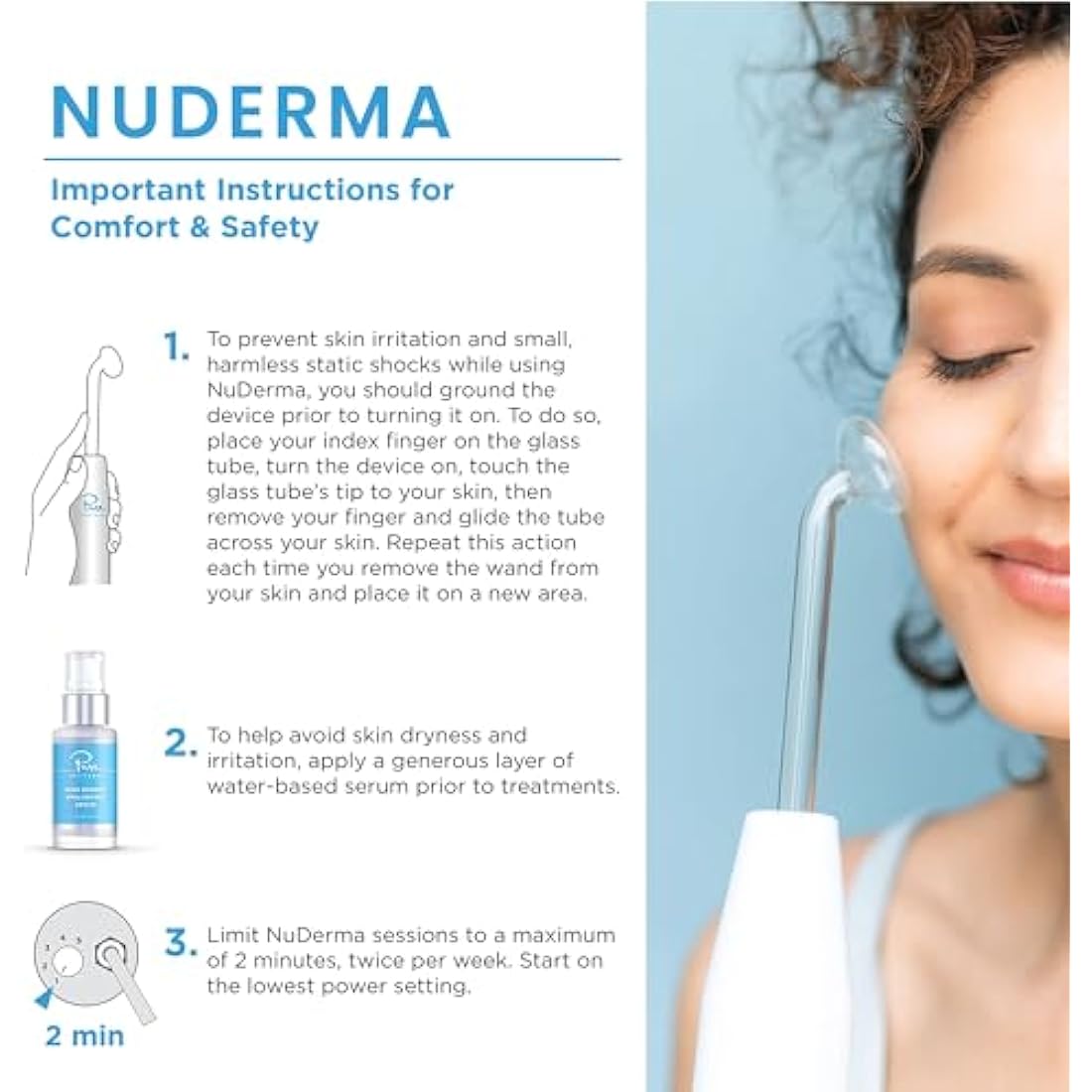 NuDerma Professional Skin Therapy Wand - Portable Handheld High Frequency Skin Therapy Machine with 6 Neon & Argon Wands - Acne Treatment - Skin Tightening - Wrinkle Reducing – Facial Skin Lifter