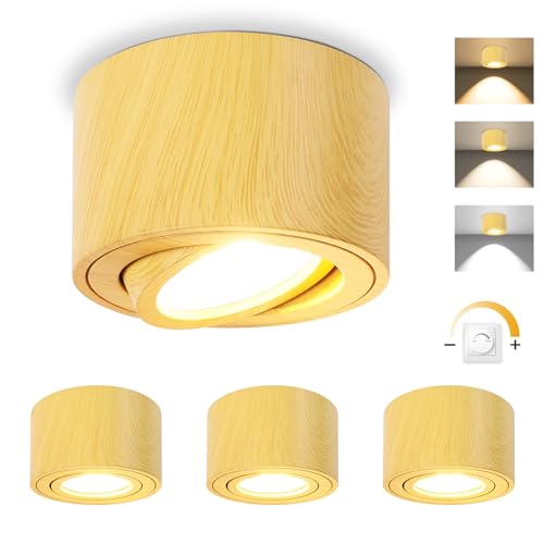 GeyouLux Dimmable LED Adjustable Projection Spotlight, 5 W Ceiling Spotlights, Diameter 80 x 50 mm, 3000 K/4000 K/6500 K, 30 Rotation Bathroom