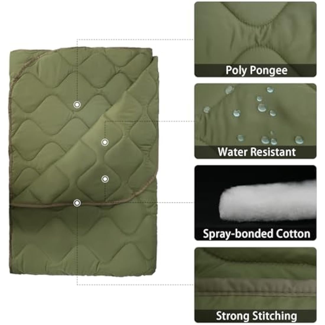 Tongcamo Poncho Liner Military Woobie Outdoor Camping Woobie Blanket for Travel, Beach, Grass, Picnic, Car Emergency, Outdoor, Survival