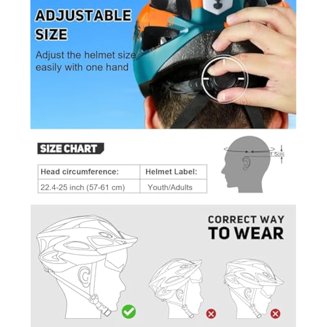 RaMokey Bike Helmet for Men and Women, Lightweight Cycle Helmet with LED Light Magnetic Goggle Sun Visor, Mountain & Road Bicycle Helmets for Adult Cycling Adjustable Size 57-62cm